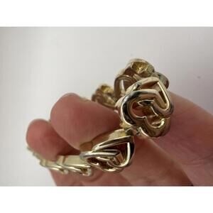 Gold-tone Double Heart Link Bracelet 7" Romantic Jewelry
